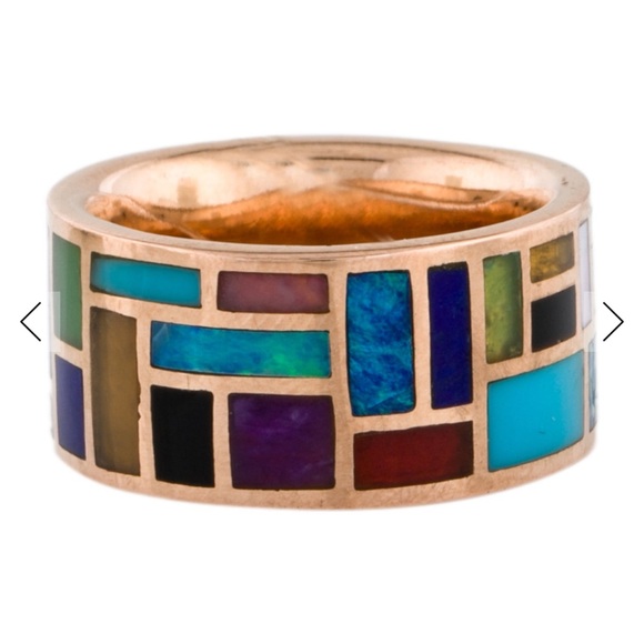 Marla Aaron Multicolor Inlay Gold Ring - Picture 5 of 11